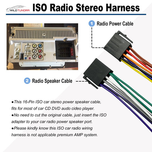 ISO Car Radio Wiring Harness Connector, Radio Power Speakers Wiring Adapter for Car Stereo, Radio Harness Adapter Replacement for Boss Jenson Lead...