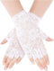 Skylety Sunblock Fingerless Bridal Lace Gloves Women Short Floral Gloves for Wedding Opera Tea Party...