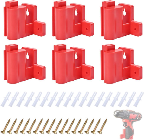 6 pack Milwaukee drill 12V tool holder,Wall Mount Plastic milwaukee M12 12V tools storage with 18 Screws for Power Tool Storage...