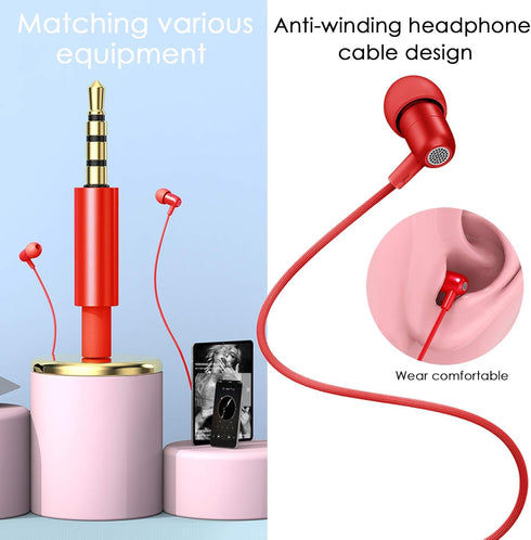 SourceTon 3 Packs Lightweight Noise Isolating Earphones, in Ear Headphones Enhanced Bass Sound with Mini Body Fits All 3.5mm Interface Device- Bla...