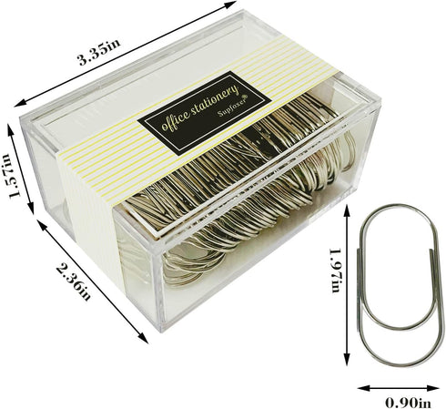 Silver Jumbo Paper Clips, 50pcs 50mm/2" Large Wide Paper Clips Non Skid Smooth Finish Steel Wire Office Supply Accessories...