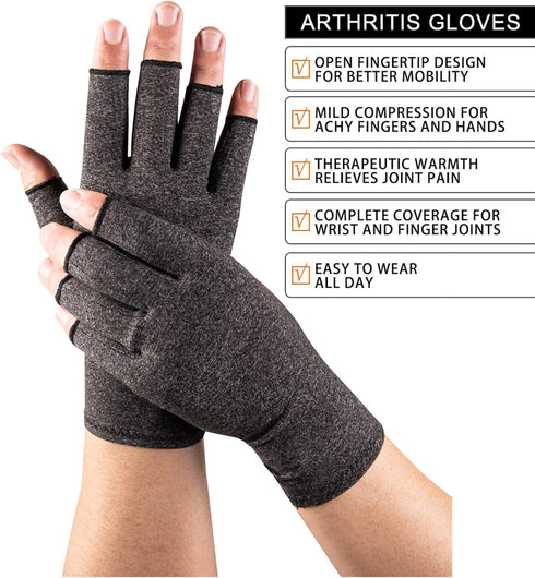 Arthritis Gloves Women Men,Strengthen Compression Gloves to Alleviate Carpal Tunnel,Rheumatoid,Tendonitis, Arthritis Pain Relief Gloves,Fingerless...