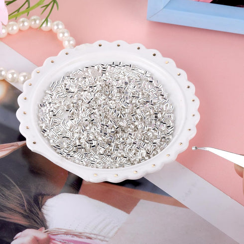 2000 PCS Crimp Beads for Jewelry Making, Teaaha 2mm Crimping Beads Silver Plated Brass Tube Beads Column Stoppers,Tube Crimp End Beads for Earring...