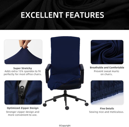 DIVA EN CAMINO DEC Office Chair Cover with Durable Zipper - Stretchable Universal Computer Chair Covering - Smooth Soft Polyester Slipcovers for R...