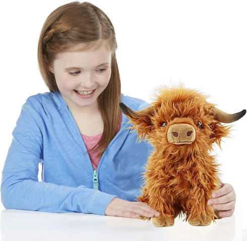 Cute Highland Cow Stuffed Animal,10.5 inches Two Color Realistic Cow Plush Toy,Animal Cattle Plush Farm Toy,Farm Plushie Christmas Birthday Presen...