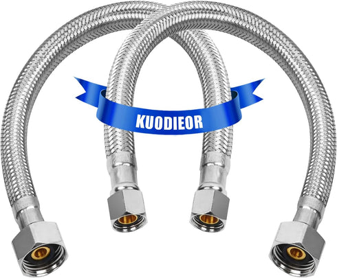 Universal Flexible Faucet Hose Connector, 20-Inch x 3/8" Comp x 1/2" FIP, Premium Braided Stainless Steel Faucet Water Supply Line for Kitchen Bat...