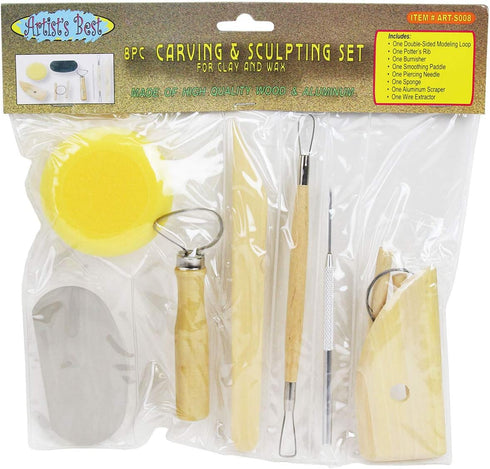 ARTIST'S BEST 8 Piece | Wheel Throwing Pottery Tool Kit | Ceramic Clay Tools Set | Clay Wax Pottery Tool Kit |Ceramics Wax Carving Sculpting Model...
