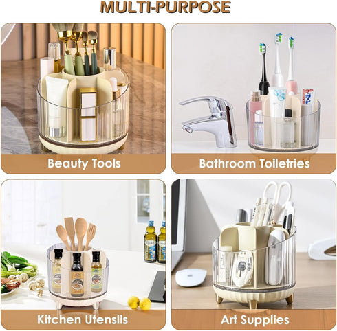 360° Rotating Makeup Organizer, Makeup Brush Holder, Cosmetic Display Case, Lipstick Organizer for Vanity Desk Bathroom Countertop (Orange)...