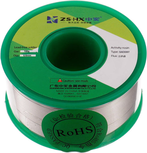 Lead Free Solder Wire Sn99 Ag0.3 Cu0.7 Rosin core solder wire for electrical soldering (0.6mm 100g)...