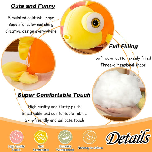 Fish Stuffed Animal Yellow Goldfish Plush Cute Toy Gifts for Kids Adults, 13.78"...