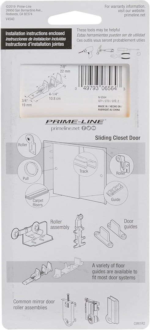 Prime-Line N 6564 Self-Adjusting By-Pass Door Bottom Guide (2 Pack)...