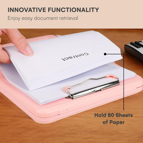 Flybold Pink Clipboard with Storage - Smooth, Sturdy and Durable Clipboard - Versatile Storage Space - Unique Design, Safe and Easy to Use - 13.3x...