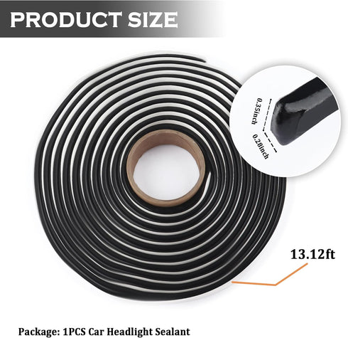 13FT Car Headlight Sealant Butyl Tape,Butyl Rubber Sealant Blocks Dust Water Noise,Universal Butyl Sealant Tape Car Accessories for Car Headlights...