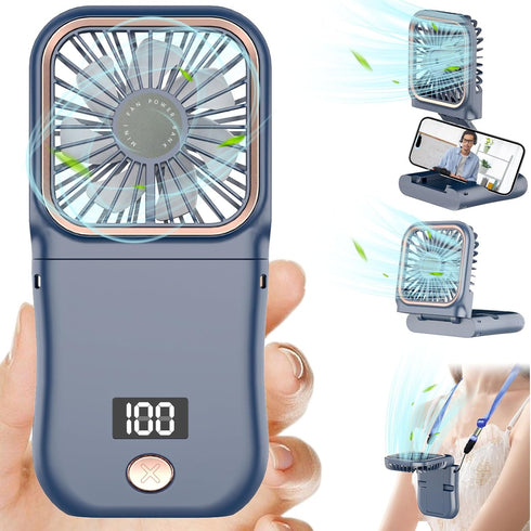 Portable Fan Rechargeable,Handheld Fan 4000mAh Battery Operated Fan with Digital Display,Hand Fans for Women Foldable Mini Pocket Fan,Foldaway Han...