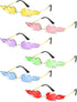 6 Pairs Fire Flame Sunglasses Novelty Flame Glasses Pack Rimless Fire Shaped Sunglasses for Women Men...