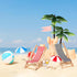 Mini Umbrella Palm Chair Beach Miniature Accessories Mini Umbrella Palm Chair Miniature Toys Dollhouse Outdoor Accessories Micro Landscape Beach C...