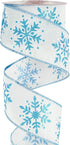 MEEDEE Blue Snowflake Ribbon White Ribbon with Blue Glitter Snowflake Ribbon 2.5 Inch Christmas Wired Ribbon for Winter Holiday Decor, Christmas T...