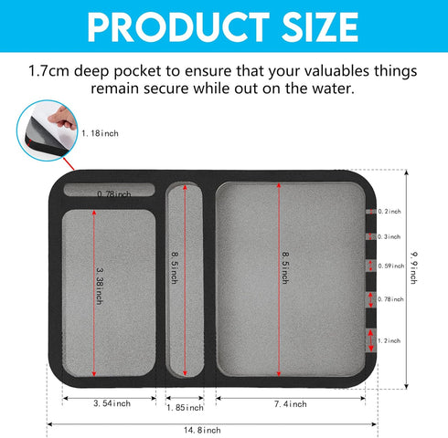 EVA Foam Boat Dash Pad, 3 Compartment Two-Color Phone Marine Dashboard Accessories with Adhesive Backing, Boat Phone Holder with Soft Magnetic Cus...