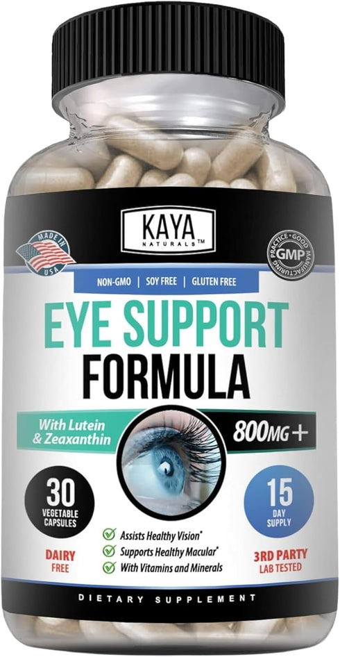 Kaya Naturals Eye Health Supplement, Lutein and Zeaxanthin, Vision Health, Eye Strain Support 800 mg Vitamin Supplement 30 Capsules...