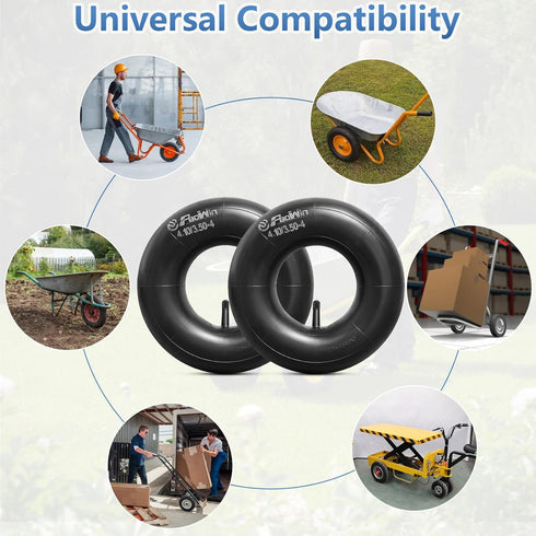 4.10/3.50-4 Replacement Inner Tubes with TR13 Straight Valve Stem Compatible with Wheelbarrows, Mowers, Hand Trucks and More 4.10-4 4.00-4 3.50-4 ...