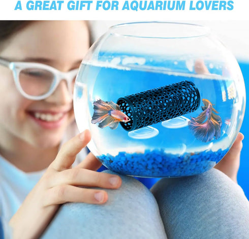 Betta fish toys,Betta tunnel black,Small hole Hollow Betta Fish cave,safer for small fish shrimp Betta guppies,Aquarium decor Fish Tank accessorie...