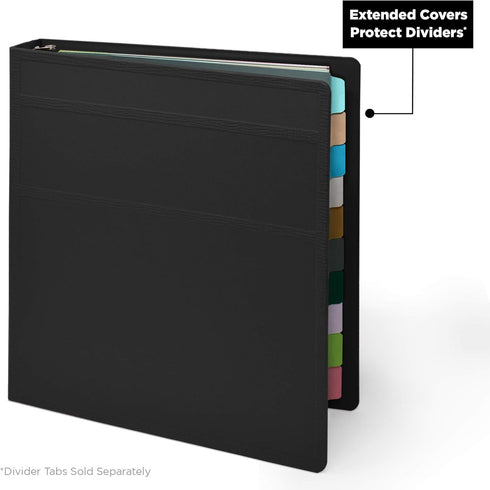 Carstens 1-Inch Heavy Duty 3-Ring Binder - Side Opening, Black, Durable Plastic, Precision No-Gap Rings, Waterproof Cover, No Pockets, Holds 125 U...