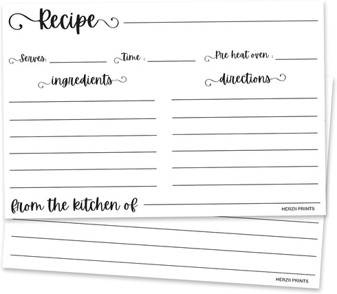 Double Sided Recipe Cards 3x5 Inches, 50 Counts Durable Easy Typing - Minimal Modern (White)...