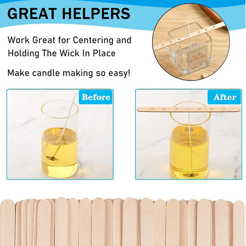 Wooden Candle Wick Holders Pack of 100pcs Wick Centering Devices Candle Wick Bars for Candle Making … (7.1inch - 100pcs)...