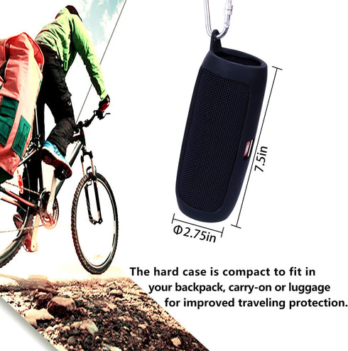 LTGEM Silicone Carrying Travel Case for JBL FLIP 5 Waterproof Portable Bluetooth Speaker with Extra Carabiner - Black......
