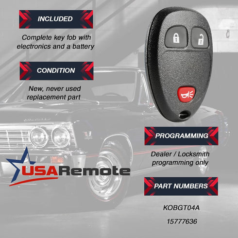 Car Key Fob Keyless Entry Remote fits Chevy HHR Uplander/Buick Terraza/Pontiac Montana/Saturn Relay 2005 2006 2007 2008 2009 2010 2011 (15777636)...