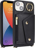 for iPhone 14 Case with Card Holder and Strap - Zipper Pocket,Crossbody Lanyard Strap,Credit Card Holder,Stand Ring,Cute Phone Wallet Case for Wom...