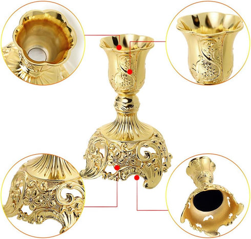 OwnMy Set of 2 Taper Candle Holders Candlestick Holders, Elegant Brass Candle Stick Holders Candelabra Candle Set for Wedding, Christmas, Candle C...