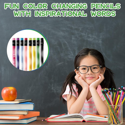 60 Pcs Inspirational Pencils Personalized Pencils with Name Cute Pencils Motivational Pencils for Student Color Changing Mood Pencils for Kids Sch...