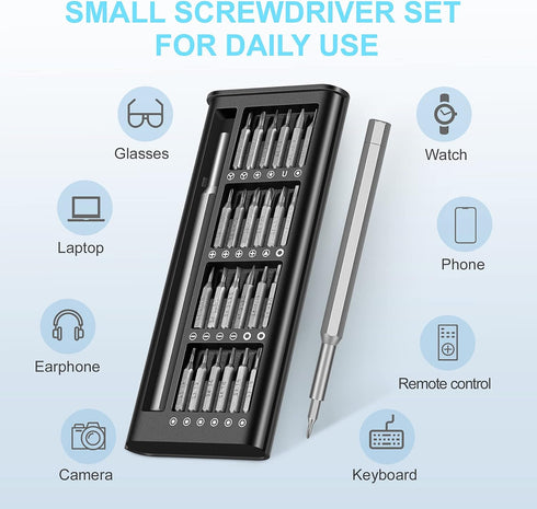 Precision Screwdriver Set, 25 in 1 Mini Magnetic Small Screwdriver Set Case for PC, Eyeglasses, Computer, Electronic, Watch Repair Kit with Philli...