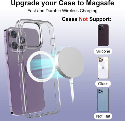 Universal MagSafe Ring, 5 PCS Magnet Sticker Magnetic Adapter Ring Compatible with Magsafe Accessories & Wireless Charging for iPhone 15/14/13/12 ...