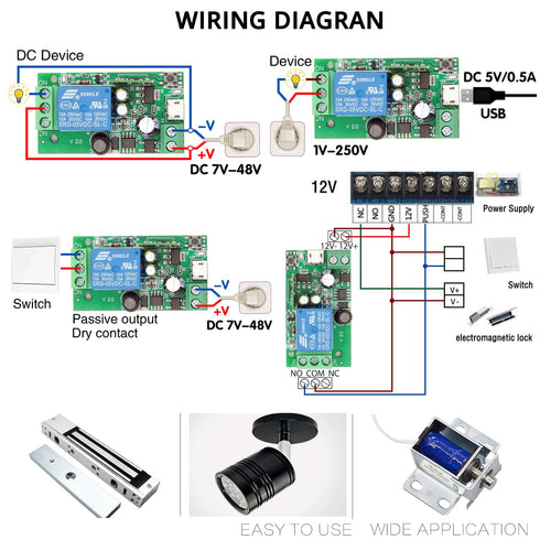 DieseRC 1 Channel WiFi Smart Switch, DC 5V 12V 24V 36V Passive Output Relay Module Ewelink APP WiFi Control Compatible with Alexa/Google Home, Inc...