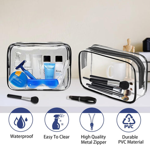 16 Pieces Clear Makeup Bags Bulk, TSA Approved Toiletry Bag for Travel, PVC Waterproof Travel Small Pouches Clear Pouch with Zipper for Men and Wo...