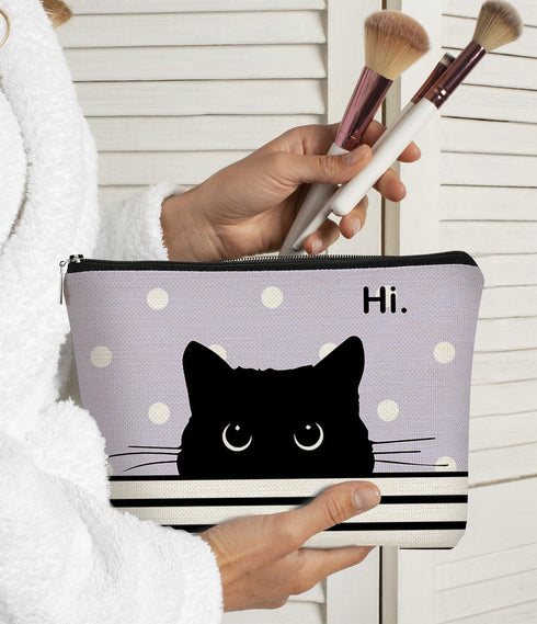 Cat Makeup Bag,Cat Gifts?Black Cat Purse,Gifts For Cat Lovers,Small Cute Makeup Bag Cosmetic Bag For Women Teen Girls,Birthday Gift,Cat Owners Gif...