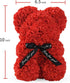 LINKLO Rose Bear Rose Teddy Bear -10 inch Artificial Rose Flower Bear, Gift for Wedding, Mothers Day and Anniversary, Including Transparent Gift B...