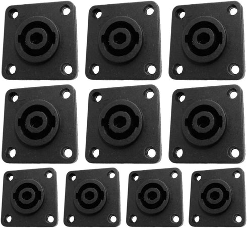 CESS Speaker Jack Twist Lock 4 Pole Square (Rectangle) - Speakon Female Socket Panel/Chassis Mount - Compatible with Neutrik Speakon NL4MP, NL4MPR...