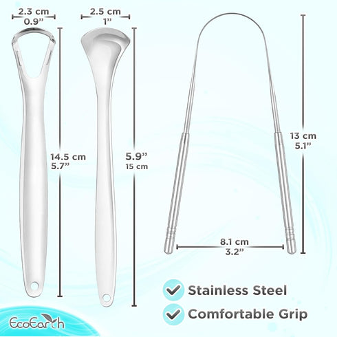 Set of 3 Tongue Scrapers for Adults, Tough Metal Tongue Cleaner w/Storage Case, Stainless Steel Tongue Scrubber for Fresh Breath & Oral Hygiene by...