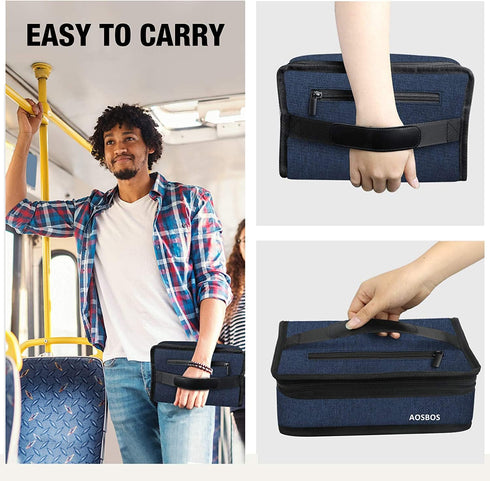Aosbos Small Lunch Bag, Blue, Unisex, Portable Mini Cooler, Insulated Thermal Bag for Men and Women...