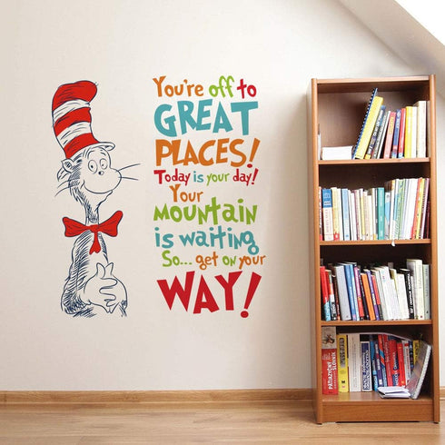 Decalplanet Dr Seuss Inspirational Quotes Wall Stickers Kids Wall Decal Saying Classroom Reading Room Baby Nursery Wall Decor...