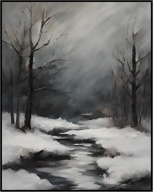 Posterizer 1 pcs-beautiful scenary of snowy winter in oil painting style-8-Landscape & Nature Art-GIft for Men Women Teens-Dining Room Decor- unfr...