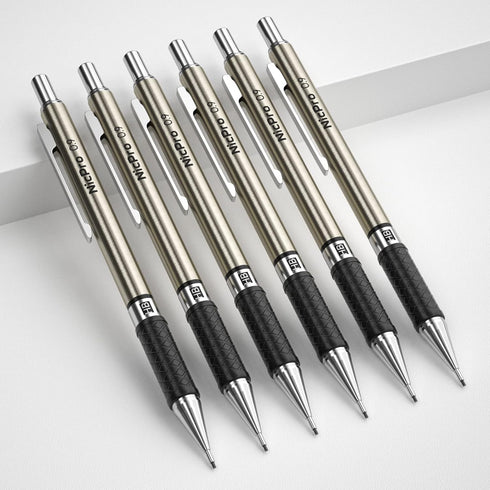 Nicpro 0.9 mm Art Mechanical Pencils Set in Gift Case, 6 PCS Metal Drafting Pencil 0.9mm with 6 Tube HB Lead Refills & 18 PCS Eraser Refills for A...