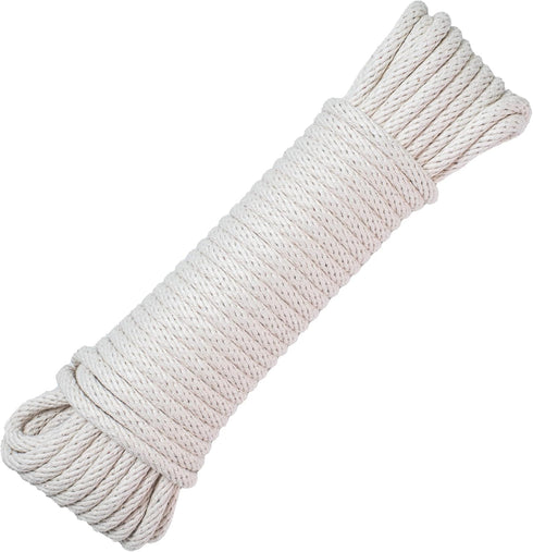 SGT KNOTS Natural Cotton Clothesline - Braided Laundry Rope, Durable Clothes Line with Synthetic Core, All Purpose Laundry Line Dryer Rope for Cam...