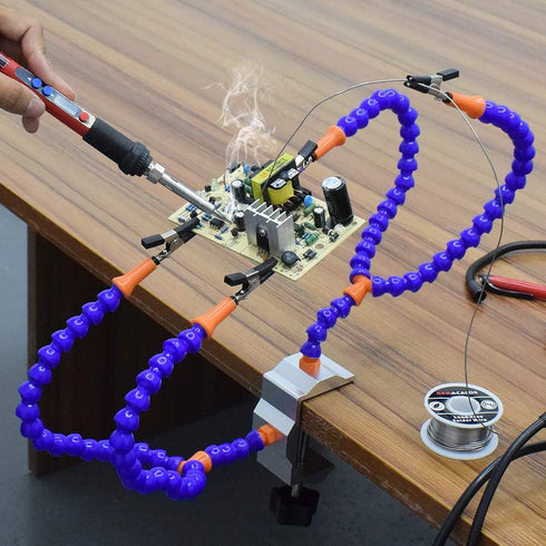 Helping Hands Third Hand Soldering 4 Arms with Adjustable Vise Tabletop-Clamp Base Perfect for Pcb Repair, Jewelry Solder Holder (N-Y4BE-SY9)...