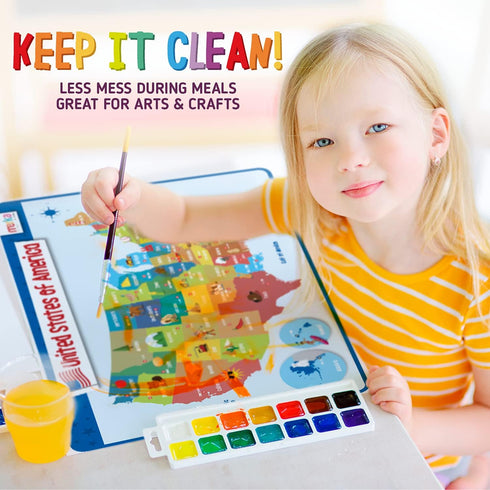 merka Placemats for Kids, 4 Pack Educational Placemat Mat for Dining Table, Non Slip, Washable Reusable, Learning US Presidents, Famous People, Pe...
