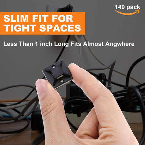 140 Pack 3/4" Zip Tie Adhesive Mounts Self Adhesive Cable Base Holders with Multi-Purpose Tie wire clips with screw hole,Anchor stick on wire hold...