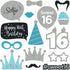 Fully Assembled Sweet 16 Birthday Photo Booth Props - Set of 30 - Teal Blue & Silver Selfie Signs - 16th Party Supplies & Decorations - 16th Bday ...